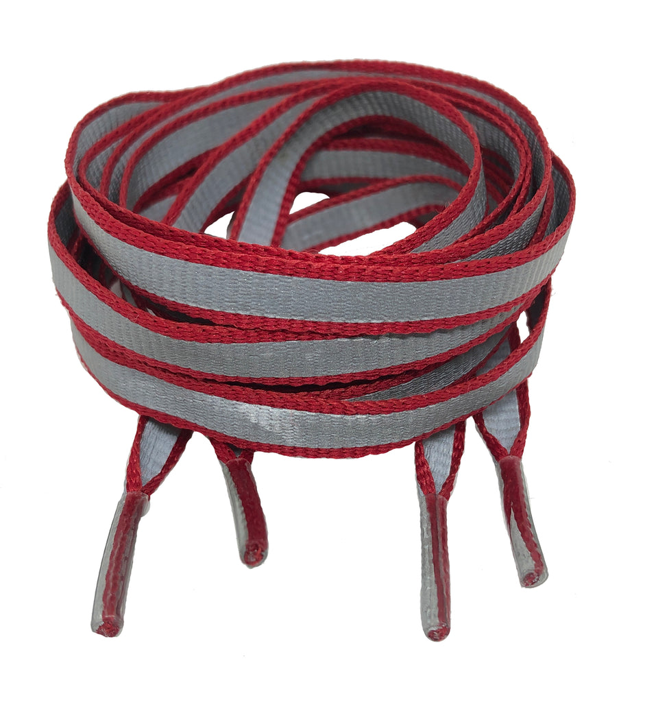 Flat Reflective Red Shoelaces 8mm wide – Big Laces