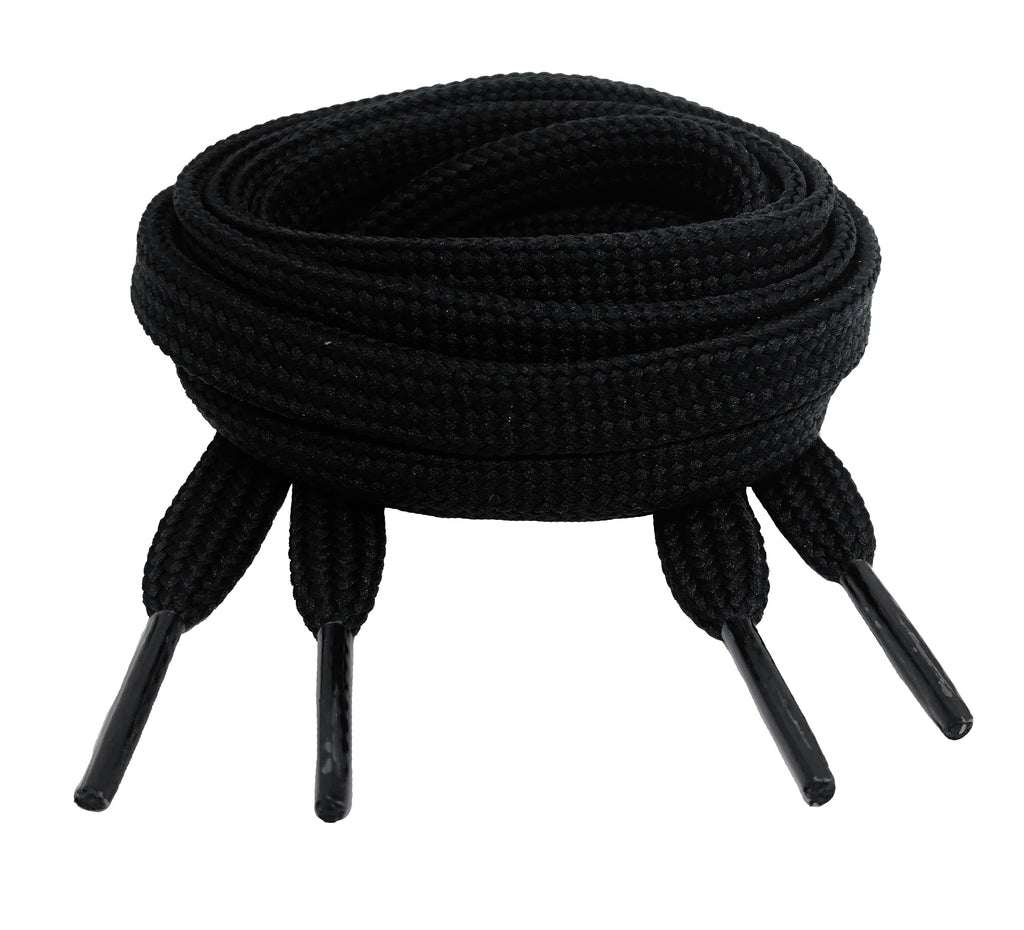 Flat Black 10mm wide shoelaces