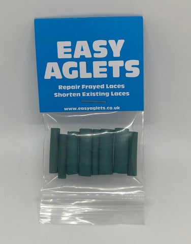 Green Shoe Lace Tips (Aglets) - Pack of 8