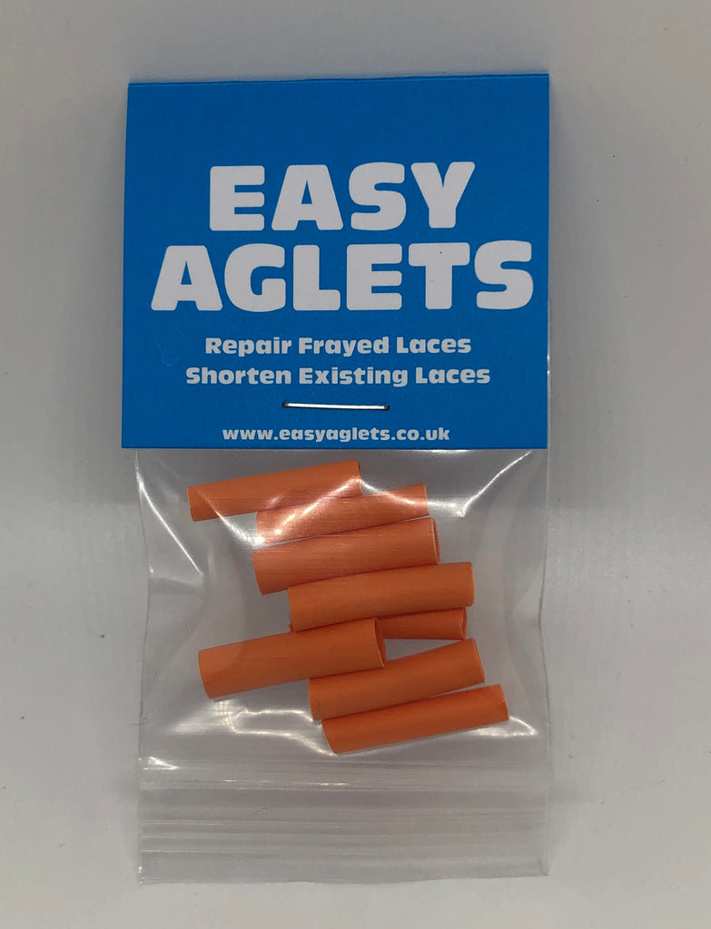 Orange Shoe Lace Tips (Aglets) - Pack of 8