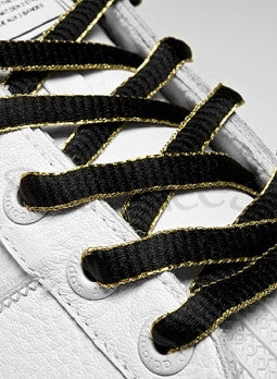 Black and Gold Oval Shoelaces