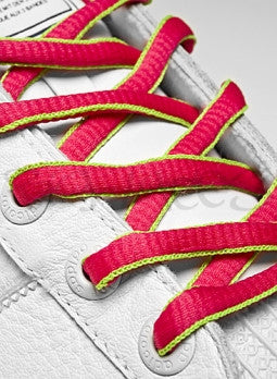 Hot Pink and Neon Green Oval Shoelaces