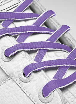 Lilac and White Oval Shoelaces