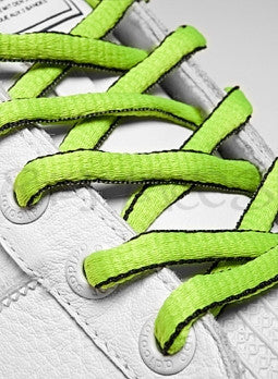 Neon Green and Black Oval Shoelaces