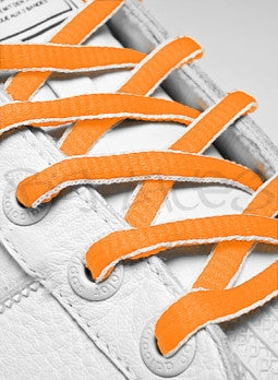 Neon Orange and White Oval Shoelaces