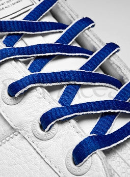 Royal Blue and White Oval Shoelaces