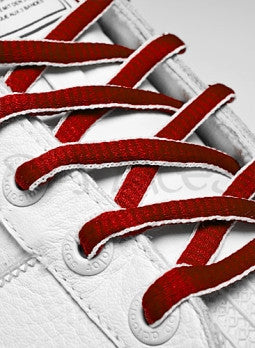 Red and White Oval Shoelaces