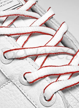 White and Red Oval Shoelaces