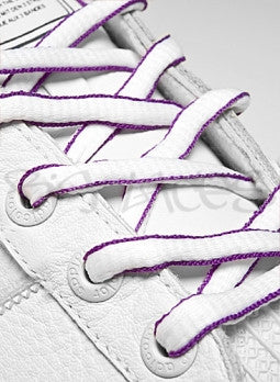 White and Violet Oval Shoelaces