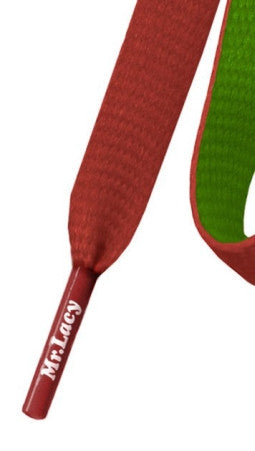 Mr Lacy Clubbies - Flat Green and Red Shoelaces