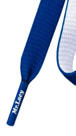 Mr Lacy Clubbies - Flat Royal Blue and White Shoelaces