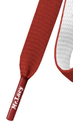Mr Lacy Clubbies - Flat Red and White Shoelaces