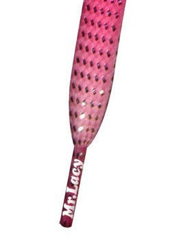 Mr Lacy Fadies - Flat Pink Shoelaces with Silver Flecks
