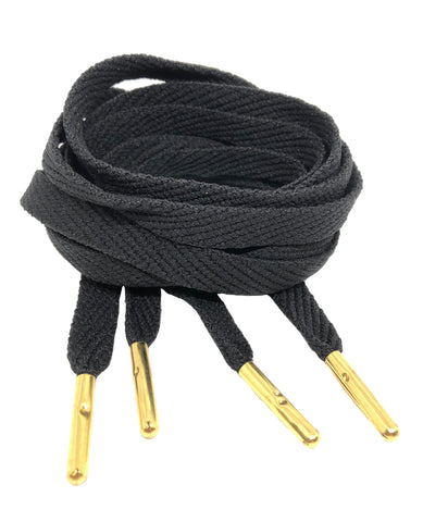 Mr Lacy Skinnies Black with Gold Tips Shoelaces