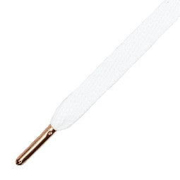 Mr Lacy Flatties - Flat White Shoelaces with Rose Gold Tip