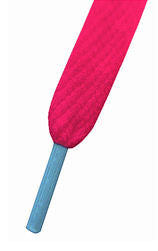 Mr Lacy Flatties - Flat Neon Pink Shoelaces with Mellow Blue Tip