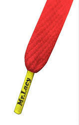 Mr Lacy Flatties - Flat Red Shoelaces with Yellow Tip