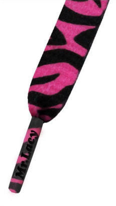 Mr Lacy Printies - Flat Zebra Pattern Neon Pink Shoelaces