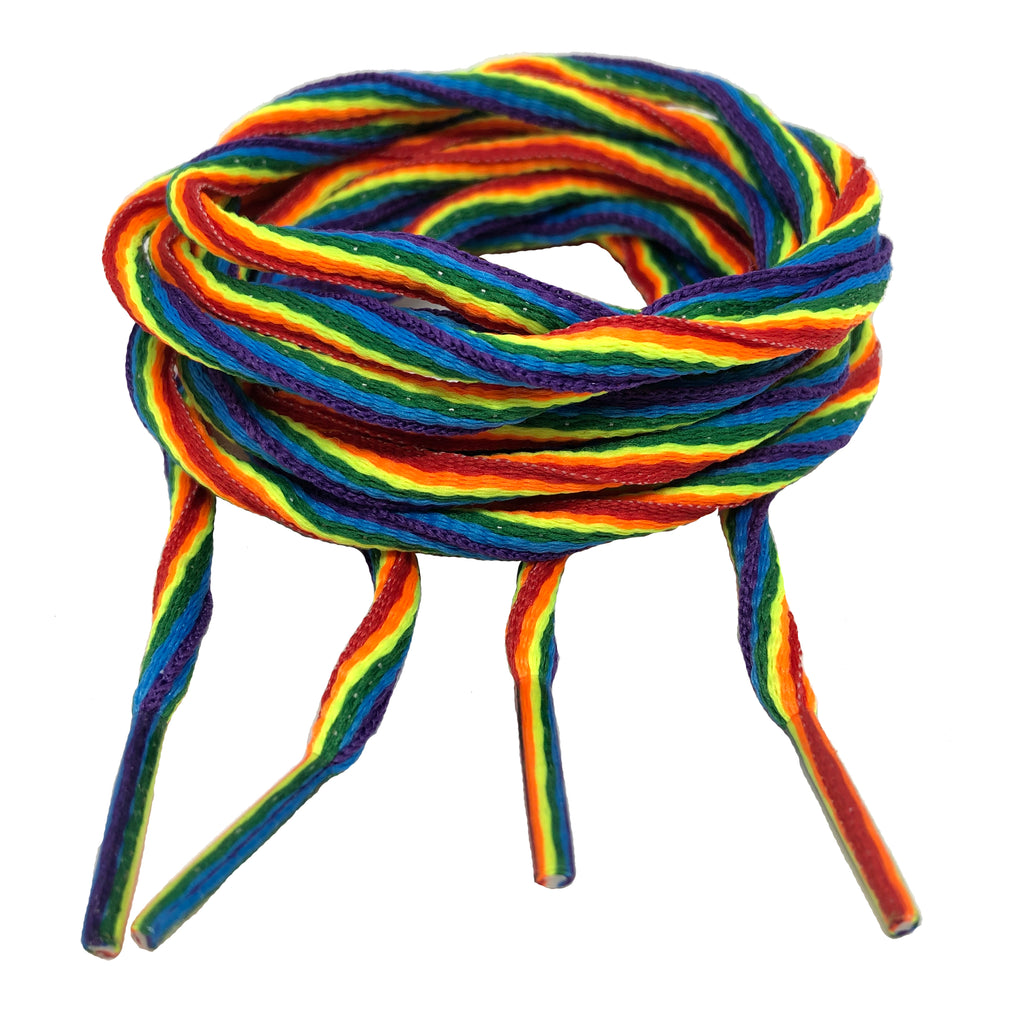 Oval Rainbow Pride Shoelaces - 6mm wide