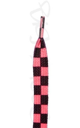 Flat Hot Pink Chess Pattern Shoelaces