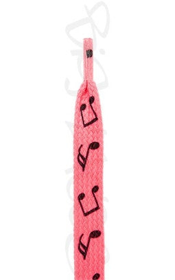 Flat Hot Pink Notes Pattern Shoelaces
