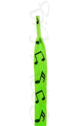 Flat Neon Green Notes Pattern Shoelaces
