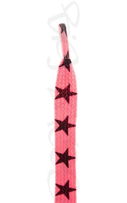 Flat Hot Pink Stars Pattern Shoelaces