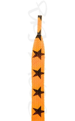 Flat Bright Orange Stars Pattern Shoelaces