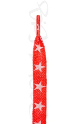 Flat Red Stars Pattern Shoelaces