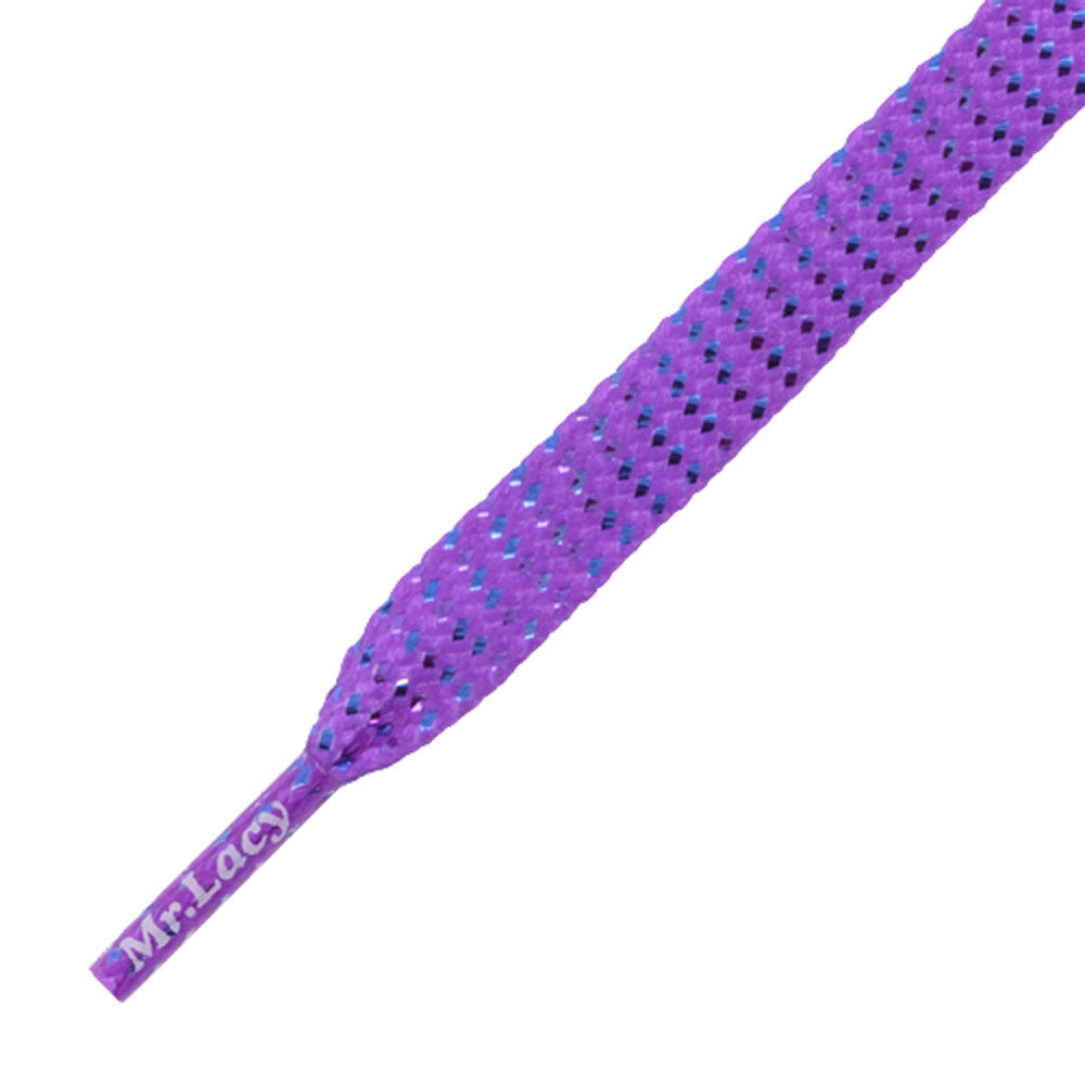Mr Lacy Flatties - Flat Purple Chrome Pattern Shoelaces