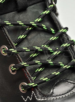 Round Black and Neon Green Bootlaces