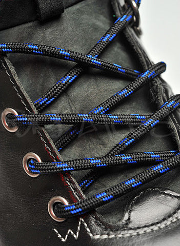 Round Black and Royal Blue Bootlaces