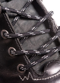 Round Black and Silver Bootlaces