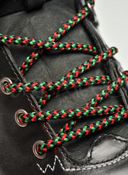 Round Green Black and Red Bootlaces