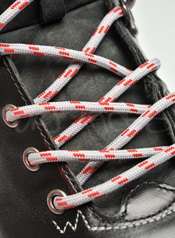 Round Grey and Red Bootlaces