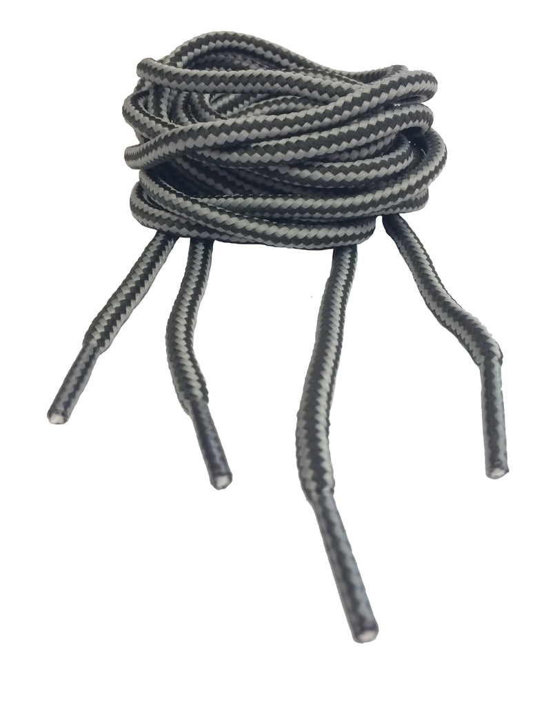 Round Grey Stripe Bootlaces - 4mm wide