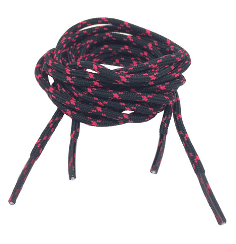 Round Black and Cerise Pink Bootlaces