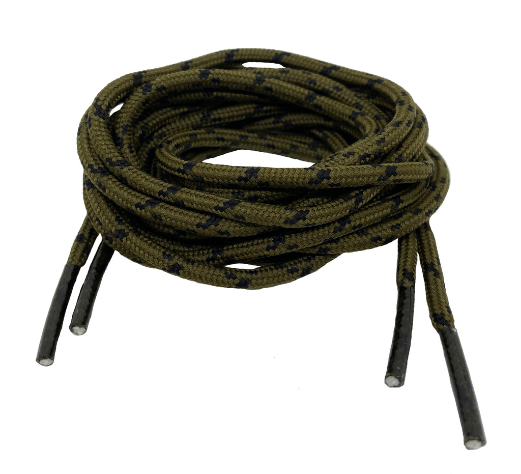 Round Everglade Green and Black Bootlaces - 3mm wide