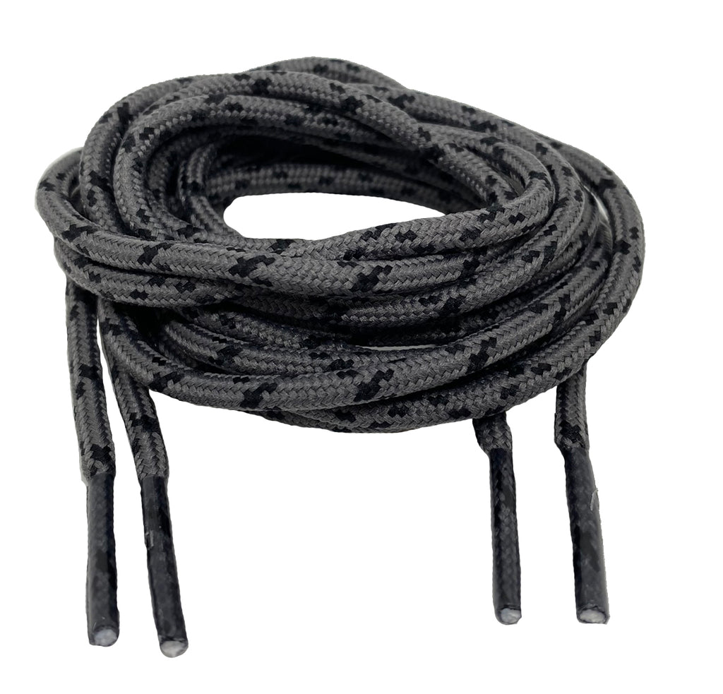 Round Grey and Black Bootlaces - 3mm wide