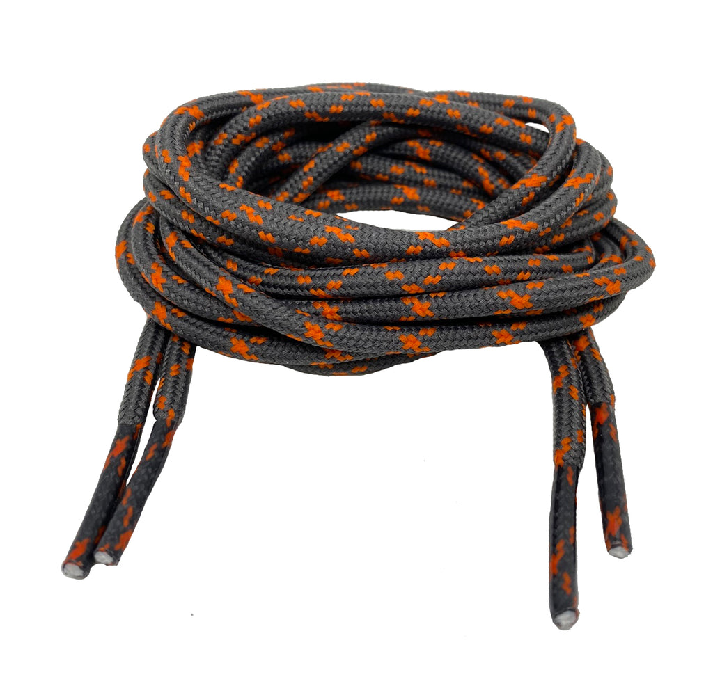 Round Grey and Orange Bootlaces - 3mm wide