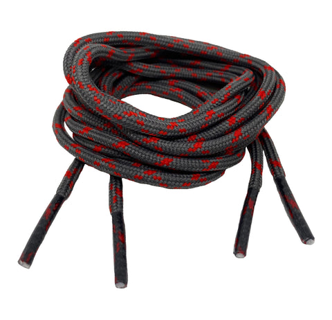 Round Grey and Red Bootlaces - 3mm wide