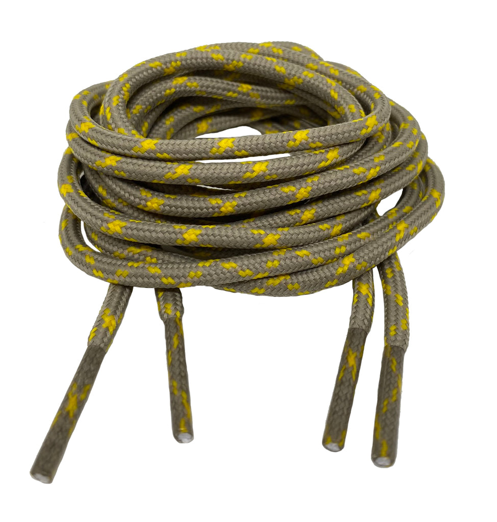 Round Taupe and Yellow Bootlaces - 3mm wide