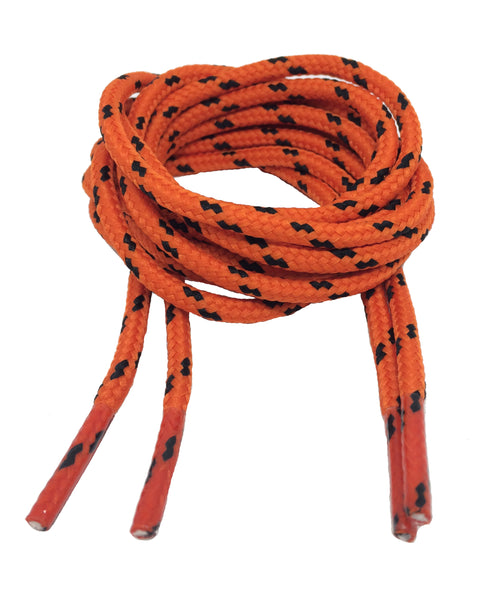 Round Orange and Black Bootlaces - 4mm wide
