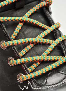 Round Orange and Jade Green Bootlaces