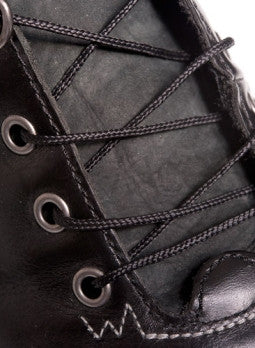 Round Heavily Waxed Black Cotton Shoe Boot Laces