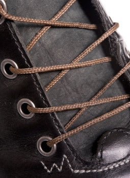 Round Heavily Waxed Brown Cotton Shoe Boot Laces