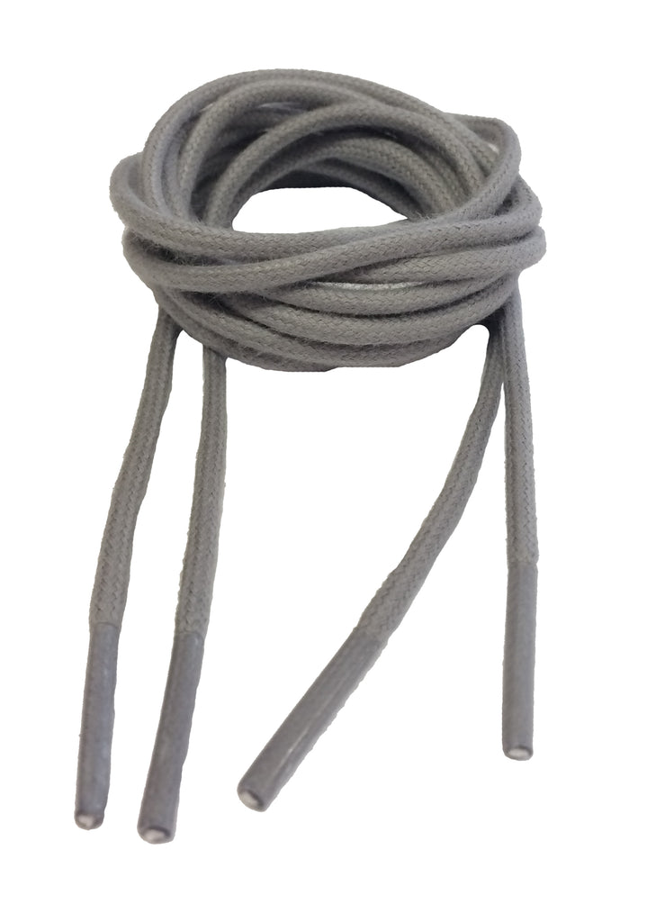 Round Waxed Light Grey Shoelaces