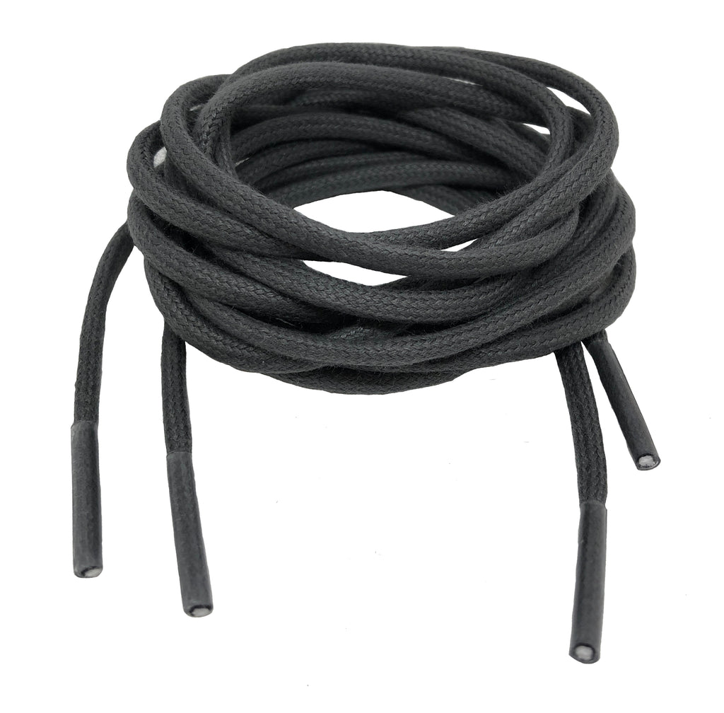 Round Waxed Grey Cotton Shoe Laces