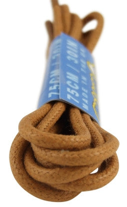Round Waxed Tan Cotton Shoe Boot Laces