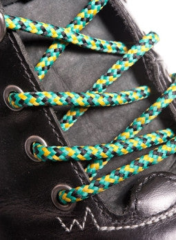 Round Yellow Jade and Black Bootlaces